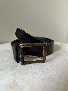 Carhartt Simple Black Genuine Leather Belt with Brass Buckle Men’s Sz 46 Western